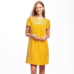 Old Navy Yellow Embroidered Dress